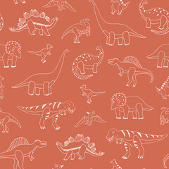 Dinosaurs hand drawn vector seamless line pattern © GooseFrol