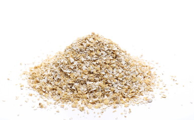 Oat bran pile isolated on white background