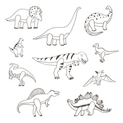 Dinosaurs hand drawn vector illustrations set