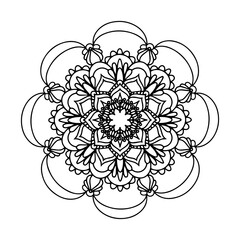 Mandala. Antistress coloring book. Template for mehendi. Oriental drawing. Vector illustration. Isolated on a white background.