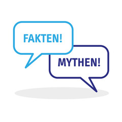Wahrheit und Mythos - Illustration mit Sprechblase - fake News and discussion