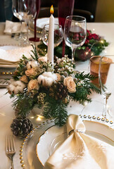Luxuriously set Christmas and New Year table