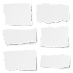 Fototapeta premium Set of paper different shapes tears placed on white