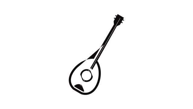 Saz turkish music instrument icon animation of best object isolated on white background for any design
