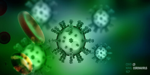 3d render Corona virus microscopic view
