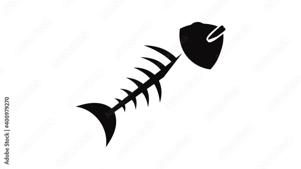 Poster fish bone icon animation of best object isolated on white background for any design
