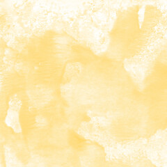 Yellow ink and watercolor texture on white paper background. Paint leaks and decalcomania effects. Hand-painted gouache abstract image. Mess on the canvas.