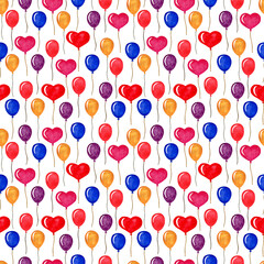 Watercolor hand painted illustration. Seamless pattern with hearts. For card, design, print or background.for a print, postcard, poster for Valentine's day, birthday, February 14. 