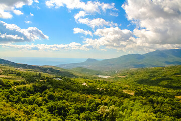 Summer mountain landscape. Heaven, earth leave freedom and happiness.