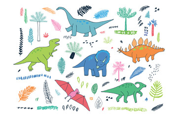 Dinosaurs hand drawn vector illustrations set © GooseFrol