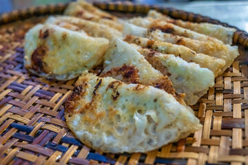 Xeo cake or Banh Xeo and shrimp, cuttle at Phu Yen, Vietnam
