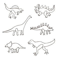 Dinosaurs hand drawn vector line illustrations set © GooseFrol