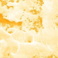 Yellow ink and watercolor texture on white paper background. Paint leaks and decalcomania effects. Hand-painted gouache abstract image. Mess on the canvas.