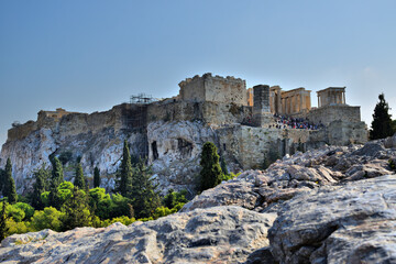 Vista de los principales monumentos de Atenas (Grecia). Acrópolis.