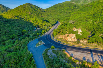 Aerial view of Dai Lanh Lighthouse, Phu Yen. This place is considered the first place to receive sunshine on the mainland of Vietnam