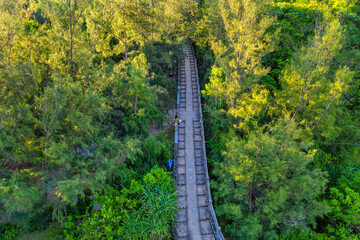 Aerial view of Dai Lanh Lighthouse, Phu Yen. This place is considered the first place to receive sunshine on the mainland of Vietnam