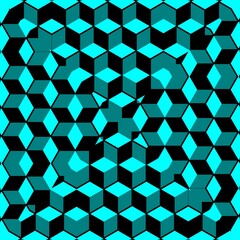 Obraz na płótnie Canvas 3D Escher style repeating cube pattern in shades of turquoise
