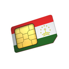 SIM Card with Flag of Tajikistan A concept of Tajikistani Mobile Operator