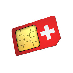 SIM Card with Flag of Switzerland A concept of Switzerland Mobile Operator