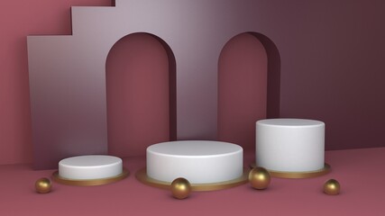 Abstract geometric shape pastel color scene minimal, design for cosmetic or product display podium 3d render