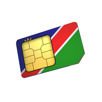 SIM Card with Flag of Namibia A concept of Namibia Mobile Operator