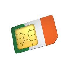 SIM Card with Flag of Ireland A concept of Ireland Mobile Operator