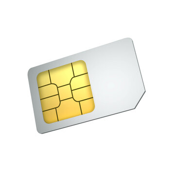 3D white mobile phone sim card chip
