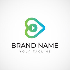 media play logo design. sign icon logo vector. music heart concept logo 