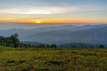 Fototapeta premium The landscape of sunrise over mountains 