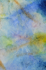 Watercolor blue background with paper texture, close-up