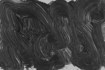 Modern contemporary acrylic background. Black and white paint texture made with a brush. Abstract...