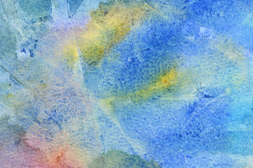 Beautiful blue watercolor background on paper, light texture