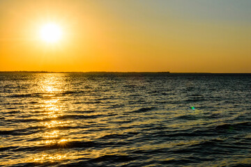 View on a Kremenchug reservoir at sunset. Summer landscape