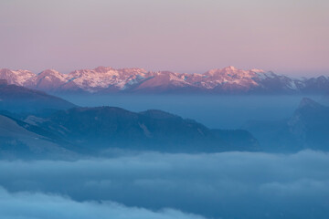 Mount Grappa in Italy / View from the summit at dawn