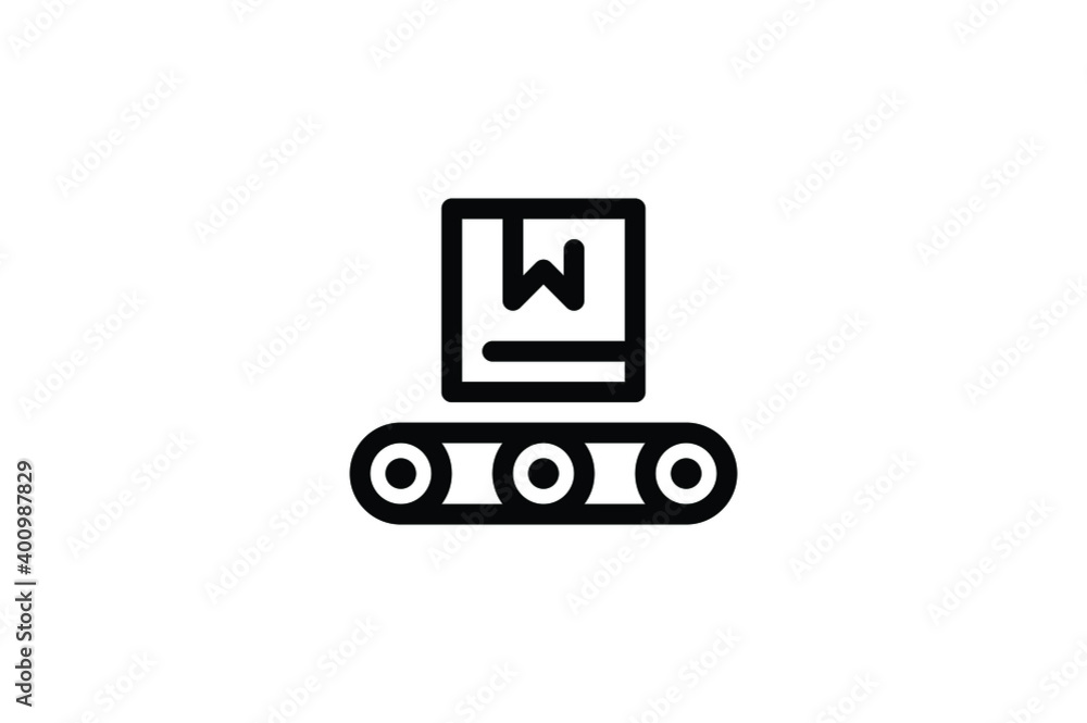 Canvas Prints factory outline icon - conveyor