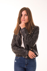 Obraz premium Young girl posing on camera with sadness.