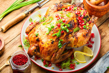 Chicken roasted with pomegranate