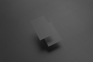 Black Business Card Mock-Up (85x55mm) - Two Floating Overlapping Cards