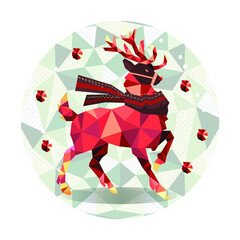 Polygonal reindeer circle vector illustration 