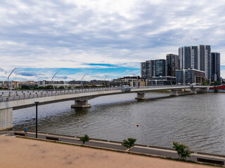 View of Rhodes River and Bridge Sydney Australia