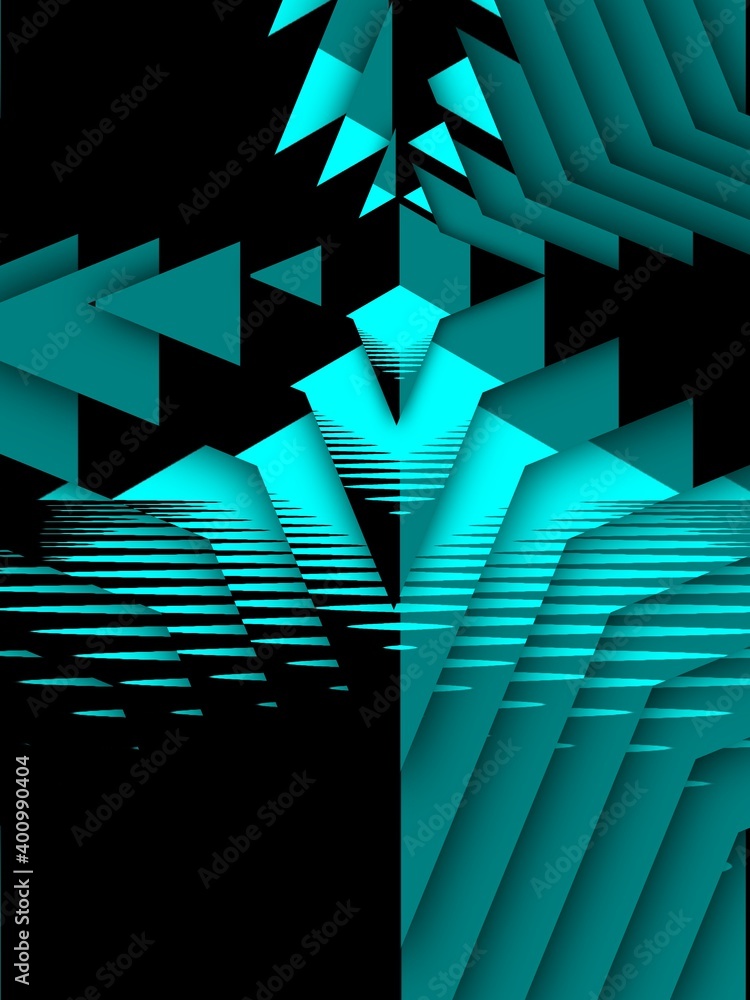 Aufkleber 3d escher style repeating cube pattern in shades of turquoise