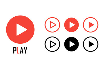 Play buttons set. Media playback arrow icon. Play button. Web symbol. Vector illustration