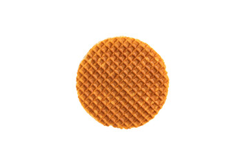 Isolated die cut clipping path traditional authentic Dutch Netherland sweet fresh homemade delicious tasty stack brown golden waffle piece butter caramel honey dessert cafe coffee tea call Stroopwafel