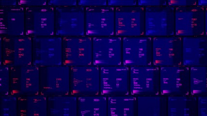 Endless graphs with digital data of people scanning. Animation. Digital medical data with blue cells, seamless loop. - Powered by Adobe