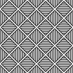 Abstract seamless geometric striped rhombuses pattern. Repeating geometric tiled ornament. Vector monochrome background.