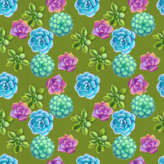 Seamless pattern with succulents. Beautiful floral print.