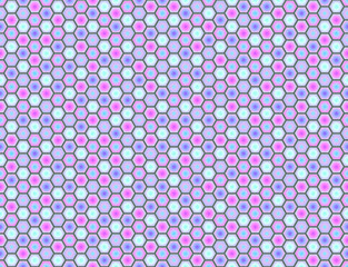 Seamless vector pattern of gradient purple honeycomb mosaic. Purple hexagon tiles background. Print for wrapping, web backgrounds, fabric, decor, surface, packaging, scrapbooking, etc. 