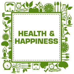 Health And Happiness Health Symbols Green Surrounded Square 