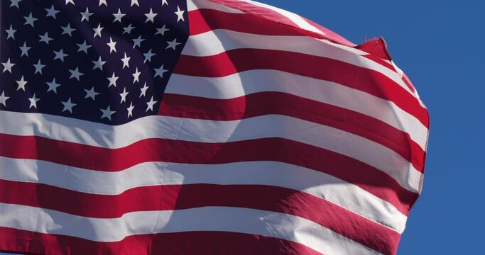 The USA national flag wawing in the wind