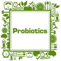 Probiotics Health Symbols Green Surrounded Square 